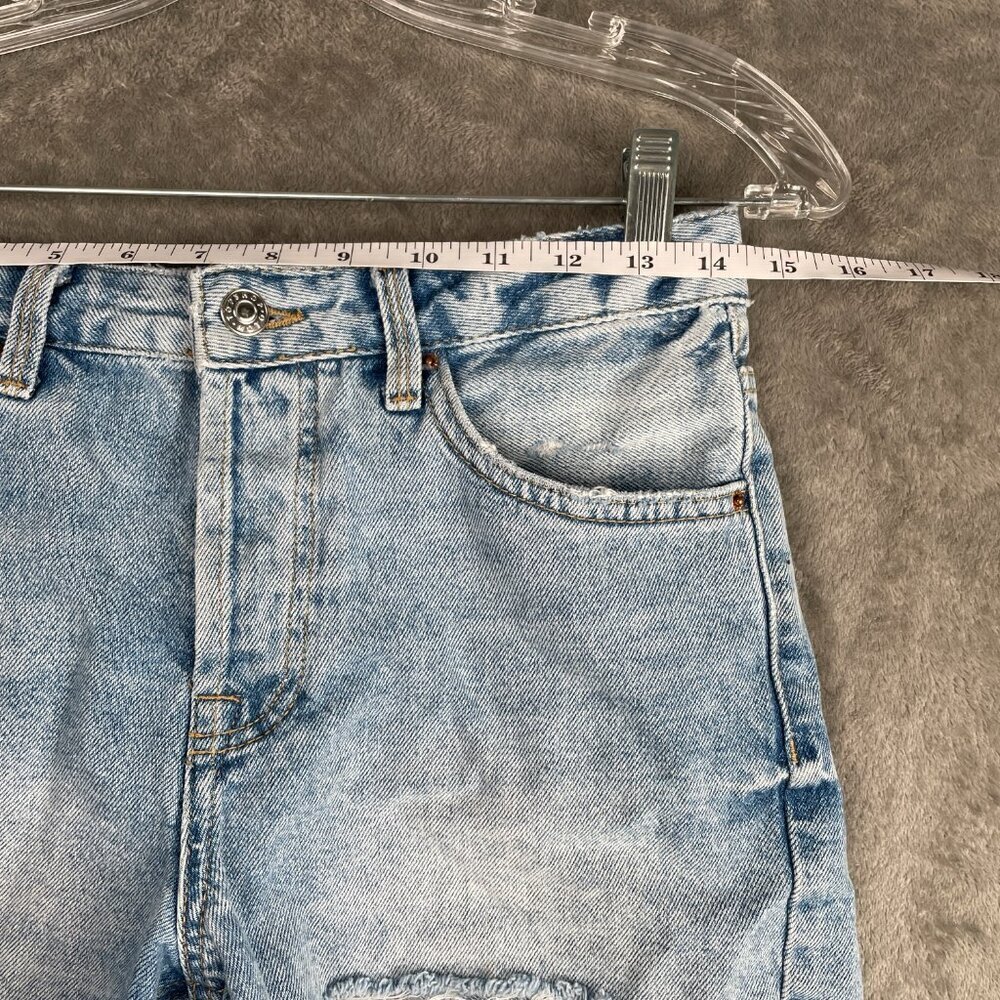 Topshop Moto Ashley Distressed Denim Shorts Women’s Size 8 Light Wash Y2K Grunge - Picture 4 of 8